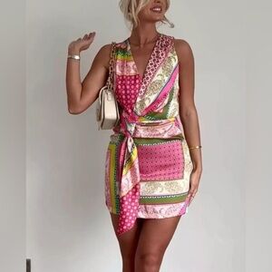 Colorful Patchwork Wrap Dress, But Too Small